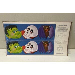 VTG NOS Halloween Garland Skeleton Frankenstein Bat Die Cut 1988 Sealed Current